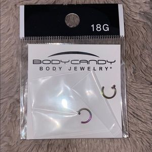 set of 2 18g rainbow nose ring hoops